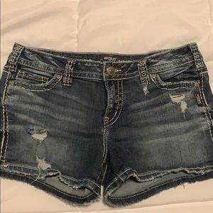 Silver jean shorts